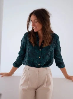 Cheap Chemise Paula - verte et bleueEasy Clothes Femme Chemisiers & Blouses