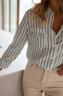 Cheap Chemise Praia - écrue à lignes vertesEasy Clothes Femme Chemisiers & Blouses