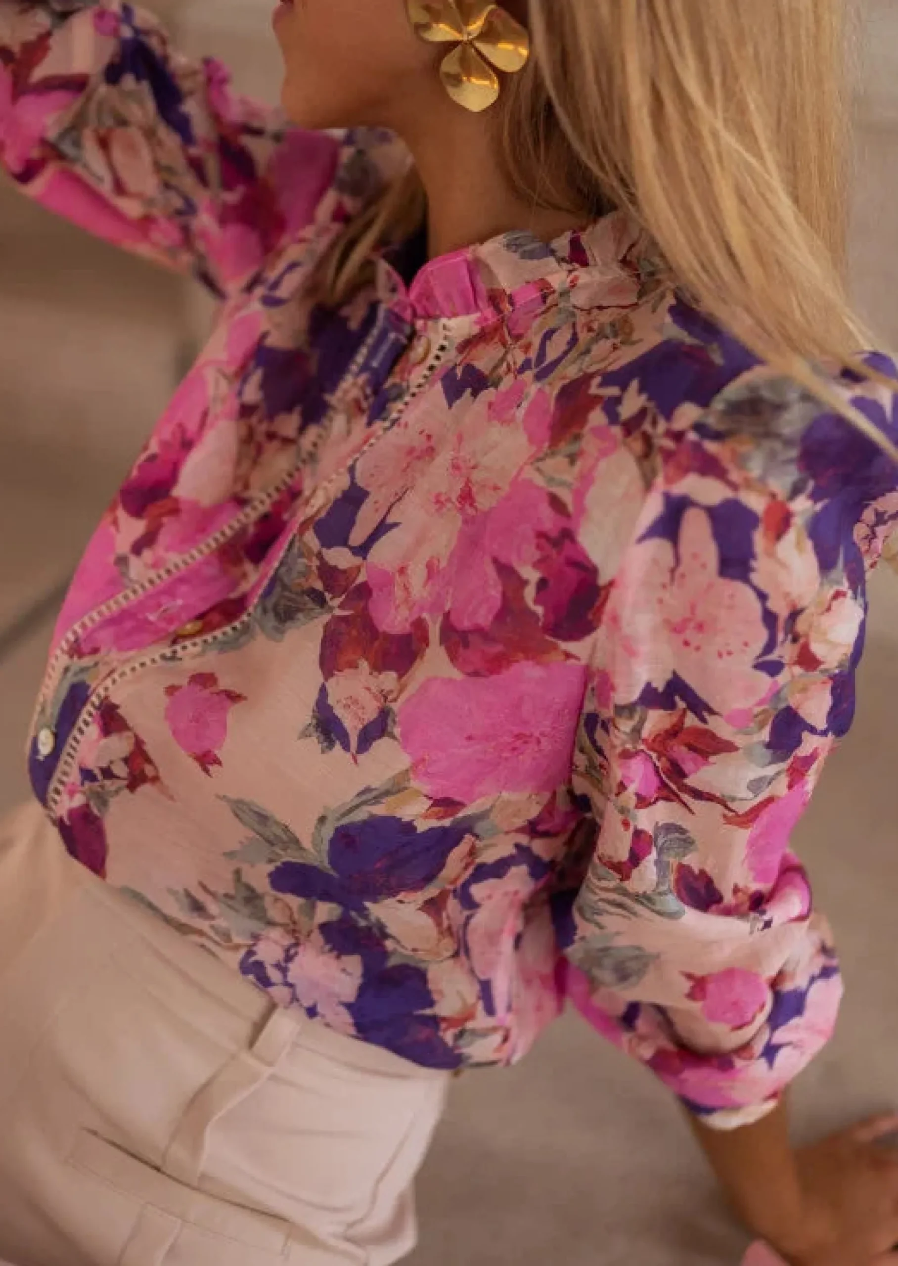 Best Chemise Rory à fleurs mauves | Chemise fleurie à épaulettes | Prêt-à-porter en ligne | Easy Clothes Femme Chemisiers & Blouses