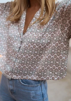 Sale Chemise Tia verte à motifs | Chemise crop oversized | Prêt-à-porter en ligne | Easy Clothes Femme Chemisiers & Blouses