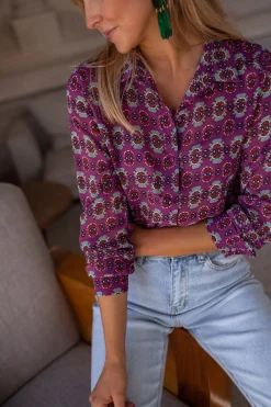 Discount Chemise Timothy - mauve à motifsEasy Clothes Femme Chemisiers & Blouses