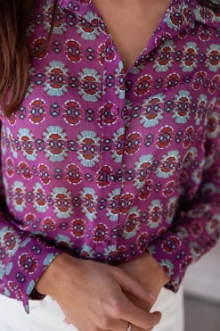 Discount Chemise Timothy - mauve à motifsEasy Clothes Femme Chemisiers & Blouses