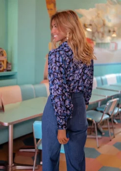 Discount Chemisier Marfa Bleu à Motifs - Fluide & Léger - Easy Clothes Femme Chemisiers & Blouses