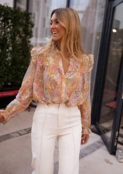 Clearance Chemisier Zelia orange et dorée | Chemisier à motifs colorés | Prêt-à-porter en ligne | Easy Clothes Femme Chemisiers & Blouses