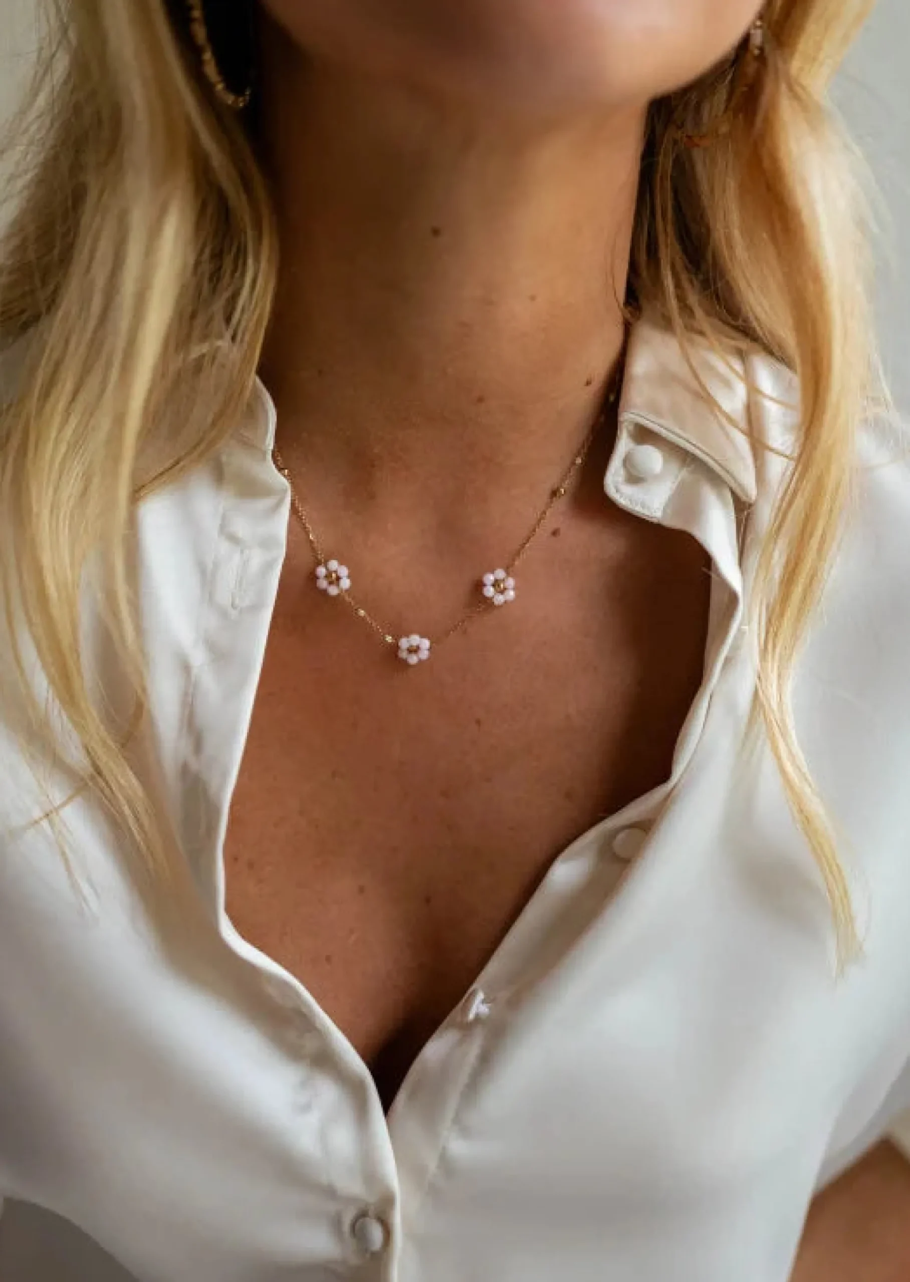 Flash Sale Collier Flowi rose et doré | Collier fleurs | Prêt-à-porter en ligne l Easy Clothes Colliers