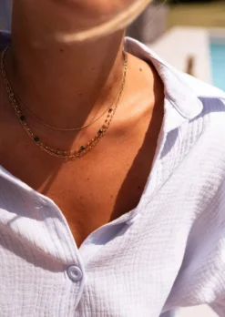 Store Collier Laza doré et vert | Collier multi-rangs | Prêt-à-porter en ligne | Easy Clothes Colliers