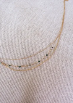 Store Collier Laza doré et vert | Collier multi-rangs | Prêt-à-porter en ligne | Easy Clothes Colliers