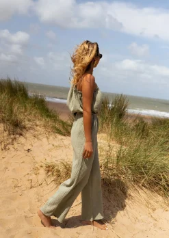 Sale Combinaison Amadéo kaki en gaze de coton | Combinaison uni manche | Prêt-à-porter en ligne | Easy Clothes Femme Combinaisons