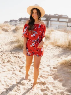 Shop Combinaison Astrid - rouge à motifsEasy Clothes Femme Combinaisons