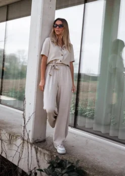 Shop Combinaison Deby beige | Combinaison beige fluide | Prêt-à-porter en ligne | Easy Clothes Femme Combinaisons