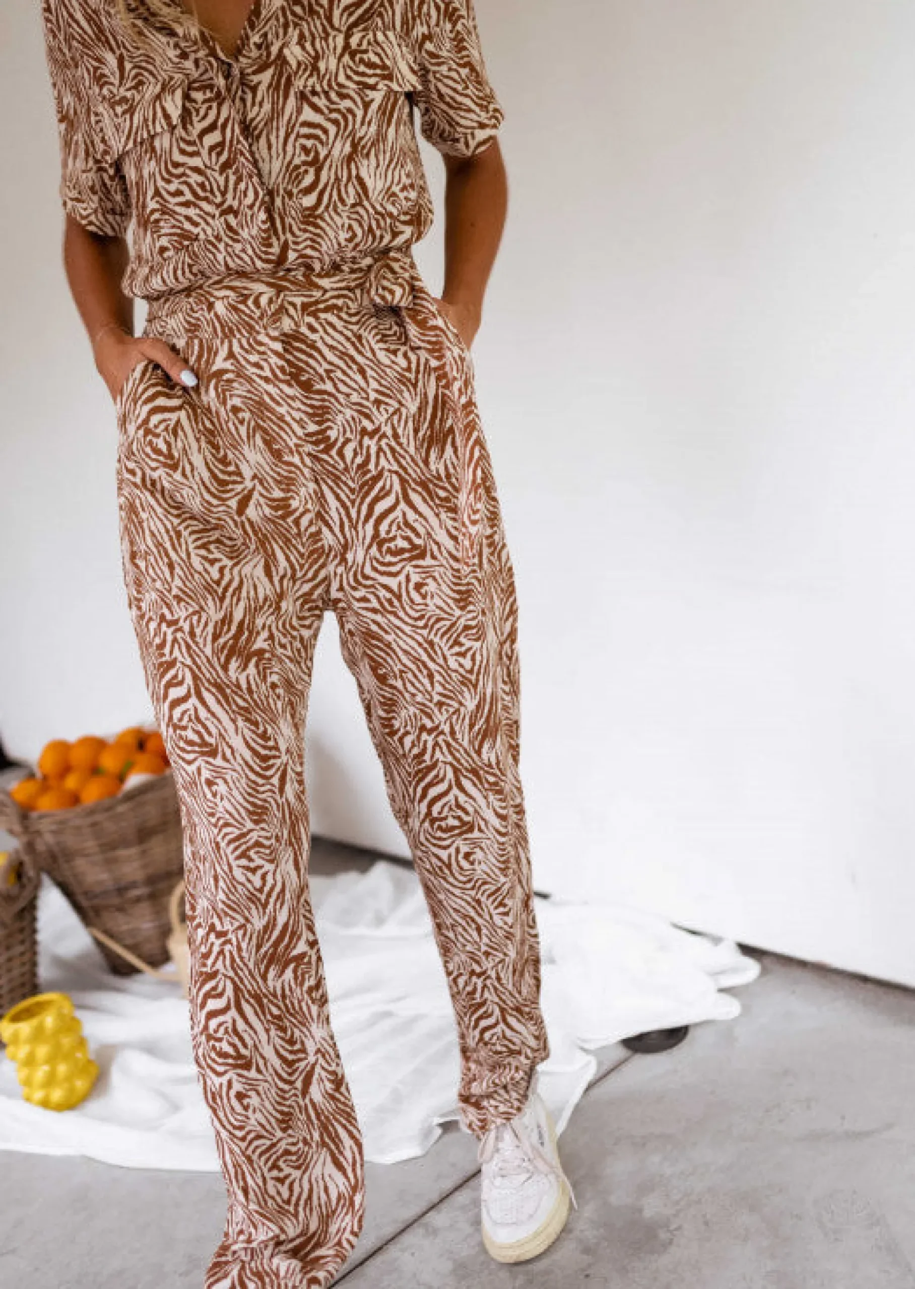 Discount Combinaison Gabina zébrée brune et beige | Combinaison à motifs | Prêt-à-porter en ligne | Easy Clothes Femme Combinaisons