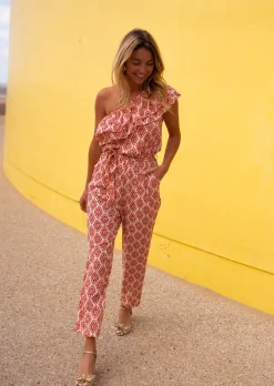 Fashion Combinaison Lara à motifs rouge | Combinaison à volants | Prêt-à-porter en ligne | Easy Clothes Femme Combinaisons