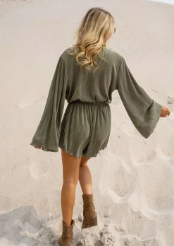 Best Sale Combinaison Short - Camille - Kaki - Fluide - Made In ItalyEasy Clothes Femme Combinaisons