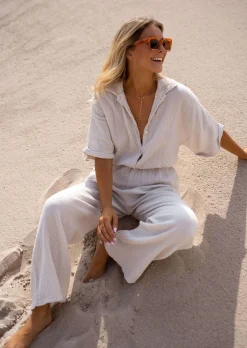 Flash Sale Combinaison Toma - Gaze de Coton Beige - Made In ItalyEasy Clothes Femme Combinaisons