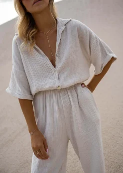 Flash Sale Combinaison Toma - Gaze de Coton Beige - Made In ItalyEasy Clothes Femme Combinaisons