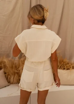 Shop Combi-short Enzo | Beige | Été 2023 | Vêtements FemmeEasy Clothes Femme Combinaisons