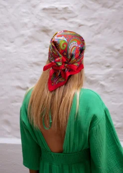 Hot Foulard Rouge - Strit - Carré Effet Soie - Motifs ColorésEasy Clothes Accessoires Cheveux