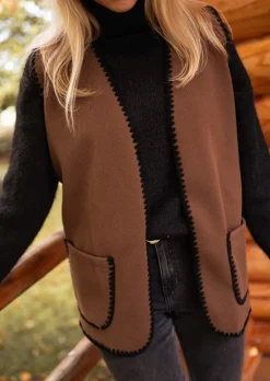 Sale Gilet Adam - Made In Italy - Brun & NoirEasy Clothes Femme Pulls & Gilets