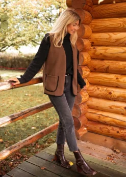 Sale Gilet Adam - Made In Italy - Brun & NoirEasy Clothes Femme Pulls & Gilets