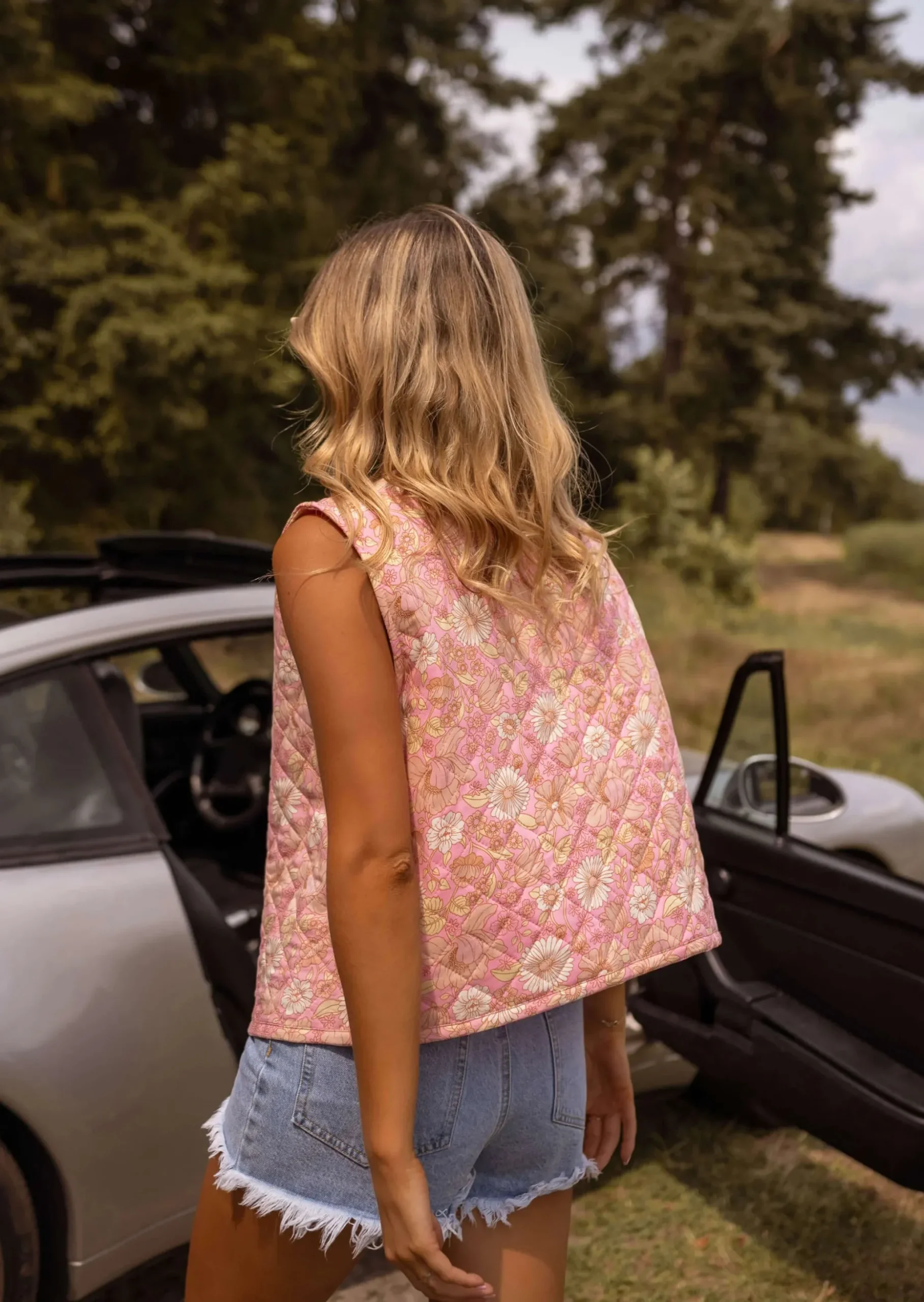 Cheap Gilet Benips - Sans Manche - Rose à Fleurs - Matière DouceEasy Clothes Femme Pulls & Gilets