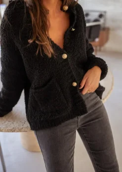 New Gilet Charly Noir - Taille Unique - Loose - Made In ItalyEasy Clothes Femme Pulls & Gilets