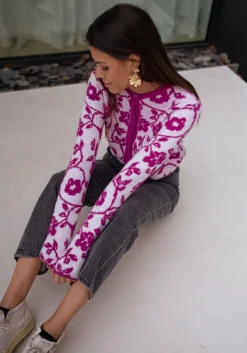 Discount Gilet Daisy à fleurs - roseEasy Clothes Femme Pulls & Gilets