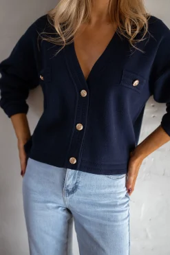 Best Sale Gilet Dara - Bleu - Boutons DorésEasy Clothes Femme Pulls & Gilets