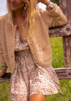 Clearance Gilet Elsa Camel - Longues Manches - Doux - Easy Clothes Femme Pulls & Gilets