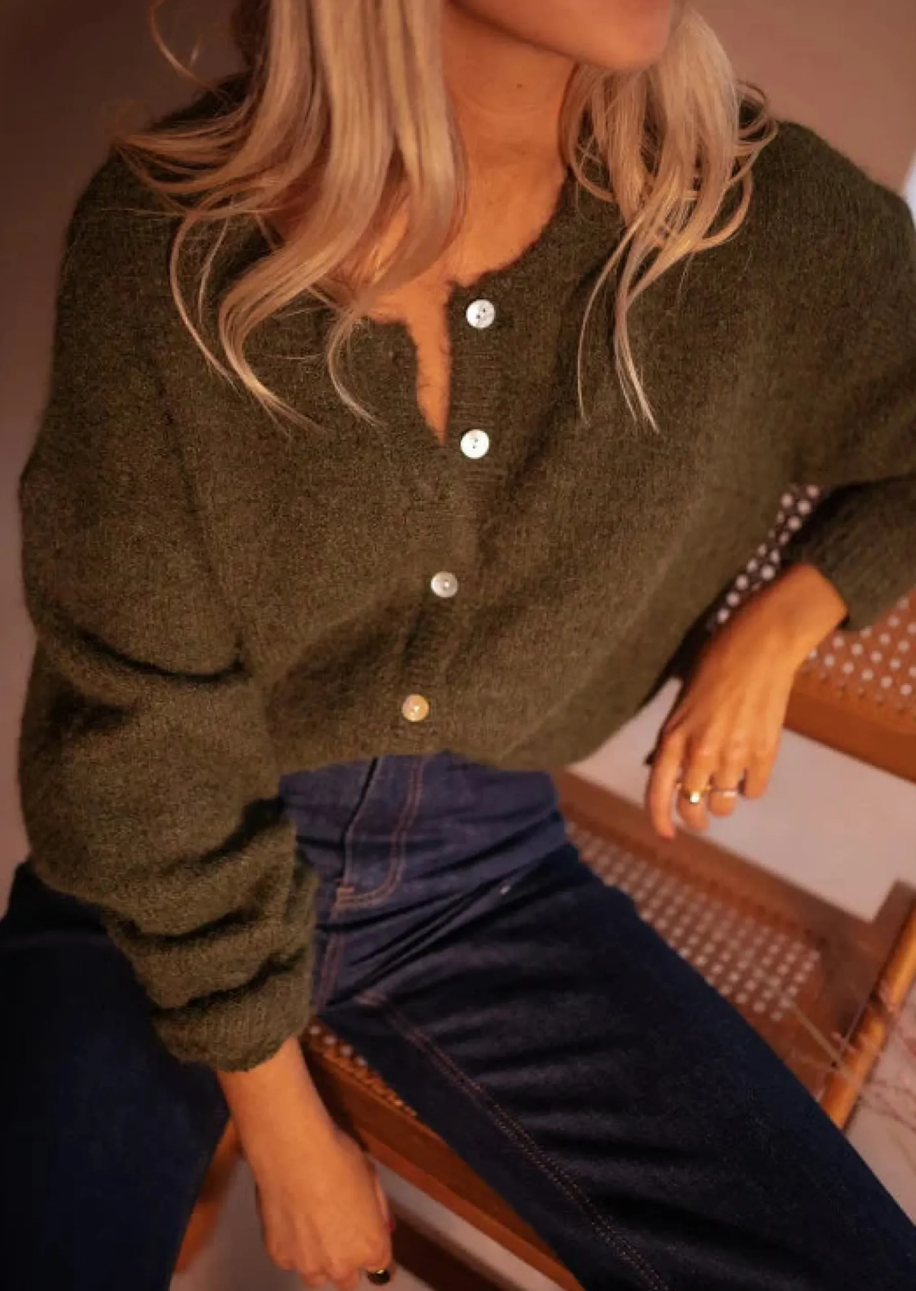 Clearance Gilet Harris - Kaki - Doux & Légèrement LooseEasy Clothes Femme Pulls & Gilets