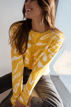 Outlet Gilet Pacôme - écru et jauneEasy Clothes Femme Pulls & Gilets