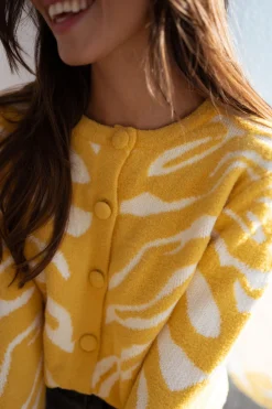 Outlet Gilet Pacôme - écru et jauneEasy Clothes Femme Pulls & Gilets