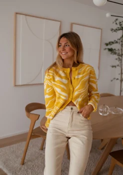 Outlet Gilet Pacôme - écru et jauneEasy Clothes Femme Pulls & Gilets