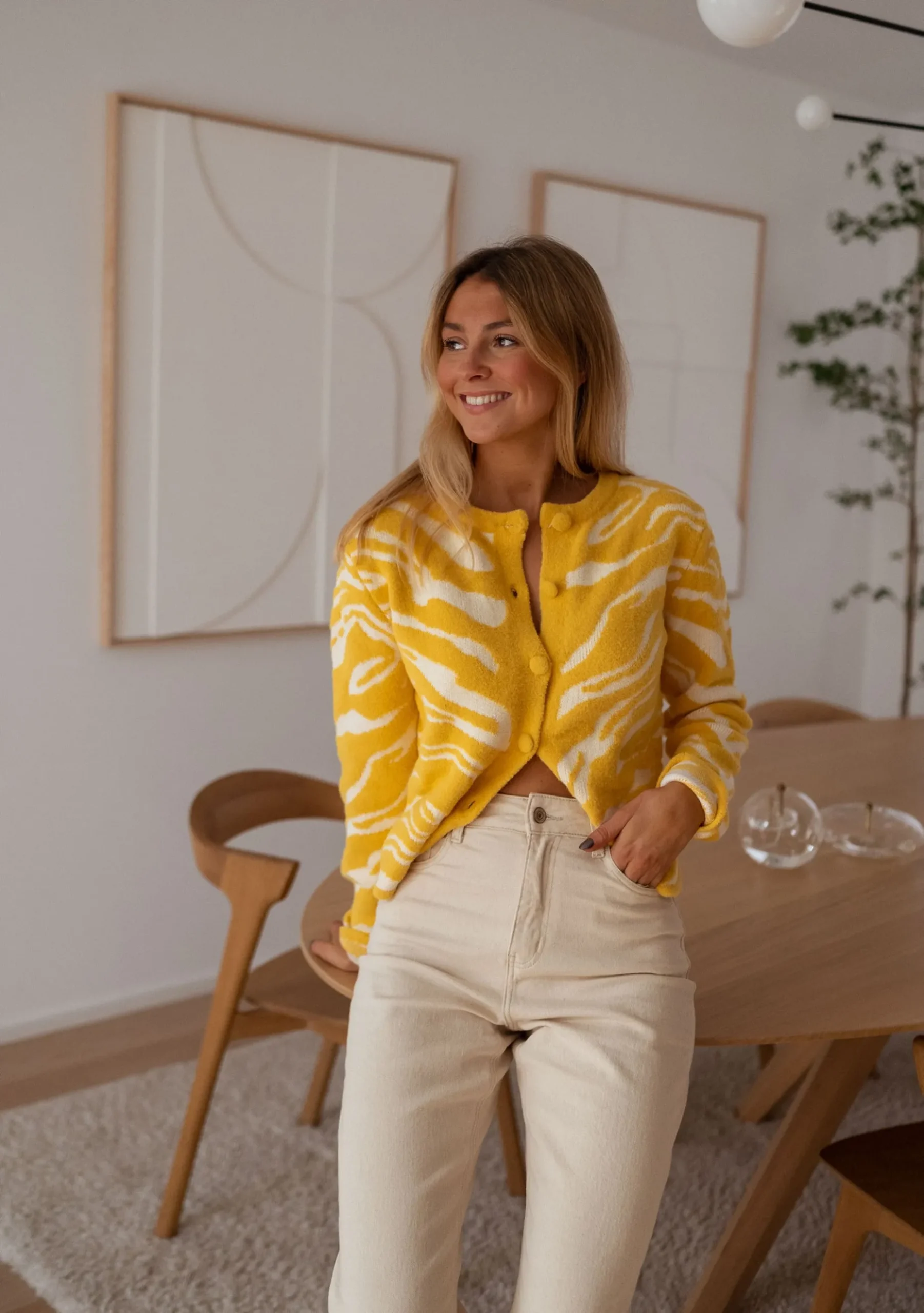 Outlet Gilet Pacôme - écru et jauneEasy Clothes Femme Pulls & Gilets