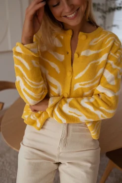 Outlet Gilet Pacôme - écru et jauneEasy Clothes Femme Pulls & Gilets