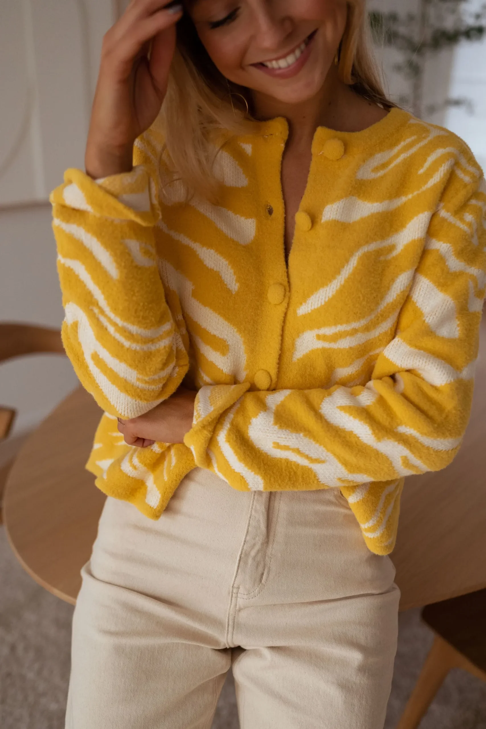 Outlet Gilet Pacôme - écru et jauneEasy Clothes Femme Pulls & Gilets