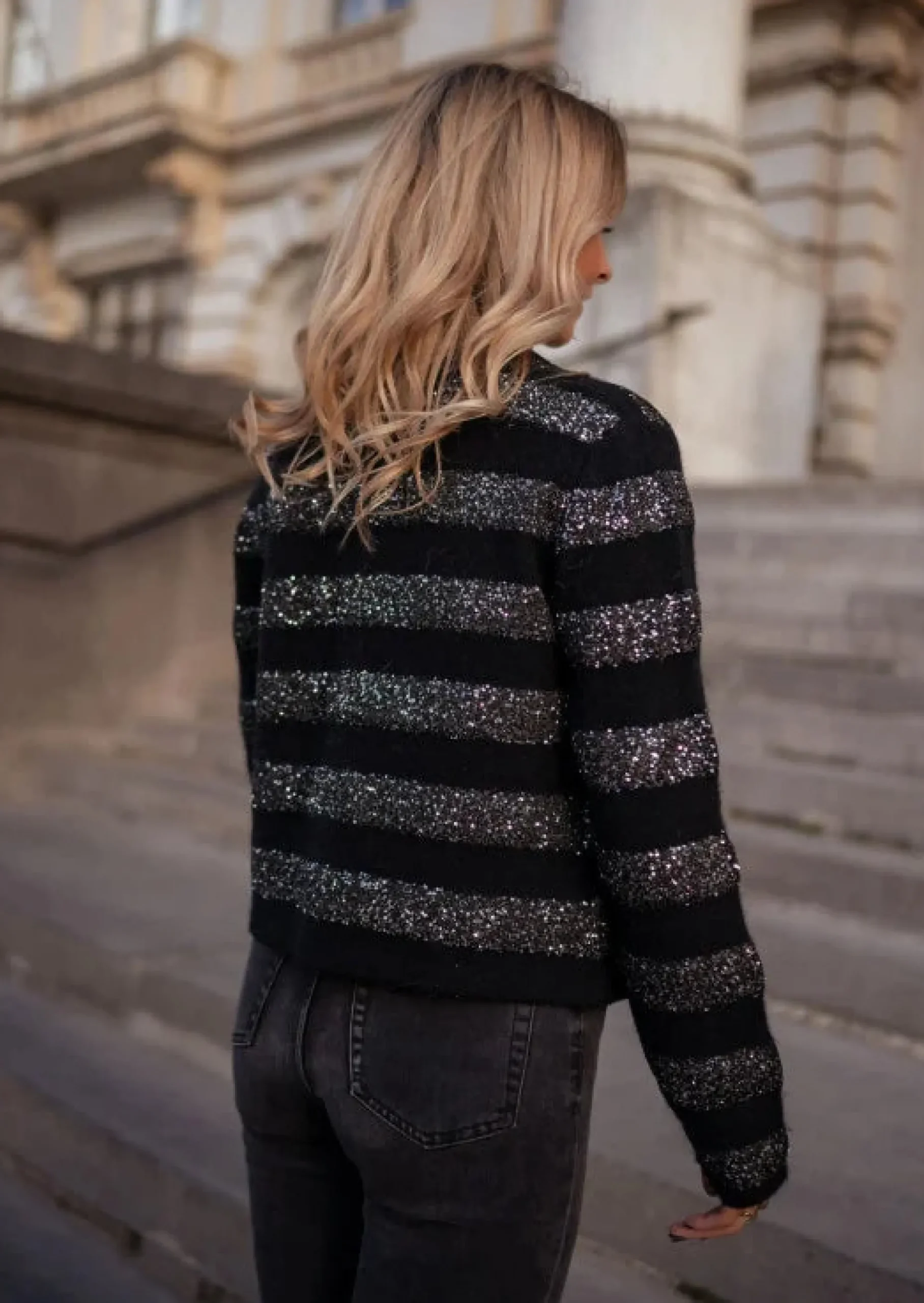 Sale Gilet Pimpa Noir - Paillettes Argentées - Easy Clothes Femme Pulls & Gilets