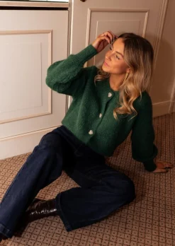 Discount Gilet Rebecca - Vert - Col Rond - Vêtements FemmeEasy Clothes Femme Pulls & Gilets