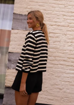 Flash Sale Gilet Tiago - À Lignes - Noir & Écru - Vêtements FemmeEasy Clothes Femme Pulls & Gilets