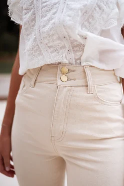 Hot Jeans Eugenie - beigeEasy Clothes Femme Jeans