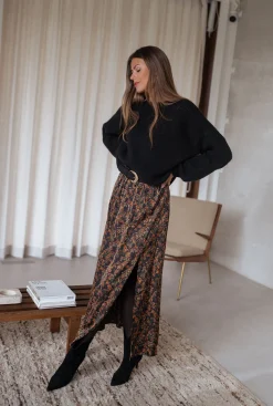 Outlet Jupe Bridget - noire à fleursEasy Clothes Femme Jupes & Shorts