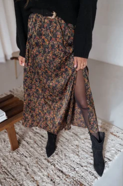 Outlet Jupe Bridget - noire à fleursEasy Clothes Femme Jupes & Shorts