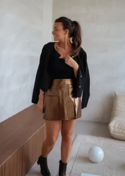 New Jupe EGE - Bronze - Effet Vinyl - Création Easy Clothes Femme Jupes & Shorts