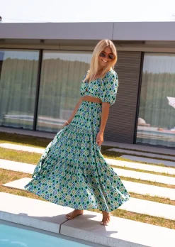 Store Jupe Enes verte à motifs | Jupe longue ample | Prêt-à-porter en ligne | Easy Clothes Femme Jupes & Shorts