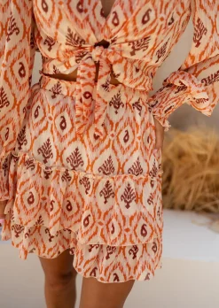 New Jupe Lush à Motifs | Orange & Brune | Vêtements Femme | Easy Clothes Femme Jupes & Shorts
