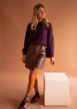 Outlet Jupe Maeva - Couleur Chocolat - Simili CuirEasy Clothes Femme Jupes & Shorts