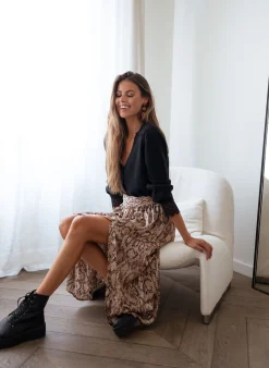 Clearance Jupe Rosalie - chocolat à motifs serpentEasy Clothes Femme Jupes & Shorts