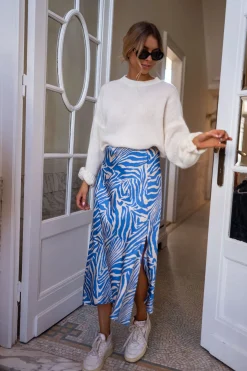 Outlet Jupe Sax zebrée - bleue et écrueEasy Clothes Femme Jupes & Shorts