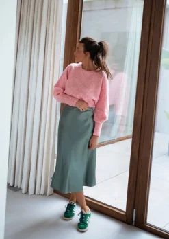 New Jupe Verte Darla - Taille Haute - Effet Soie - FluideEasy Clothes Femme Jupes & Shorts