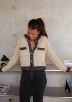 Online Laly - Gilet Beige & Gris Chiné - Doux - Vêtements FemmeEasy Clothes Femme Pulls & Gilets