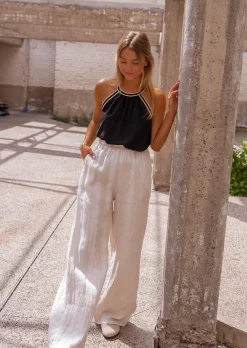 Store Pantalon Beige - Tim - Matière Lin - Long & FluideEasy Clothes Femme Pantalons